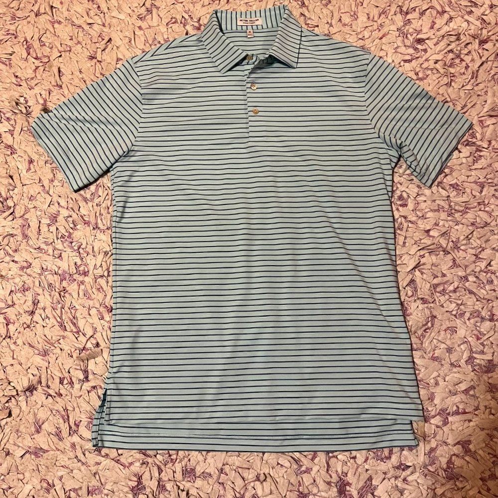 Peter Miller Polo Top Dress Shirt Blue Size Medium Sumer Comfort
